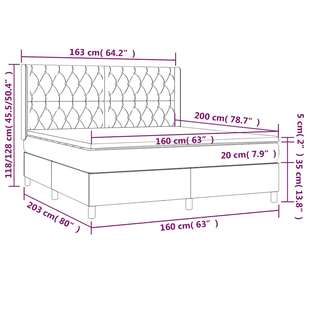 vidaXL Κρεβάτι Boxspring με Στρώμα Taupe 160x200 εκ. Υφασμάτινο