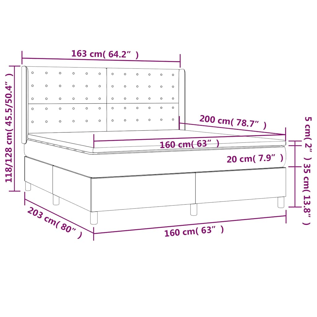 vidaXL Κρεβάτι Boxspring με Στρώμα Taupe 160x200 εκ. Υφασμάτινο