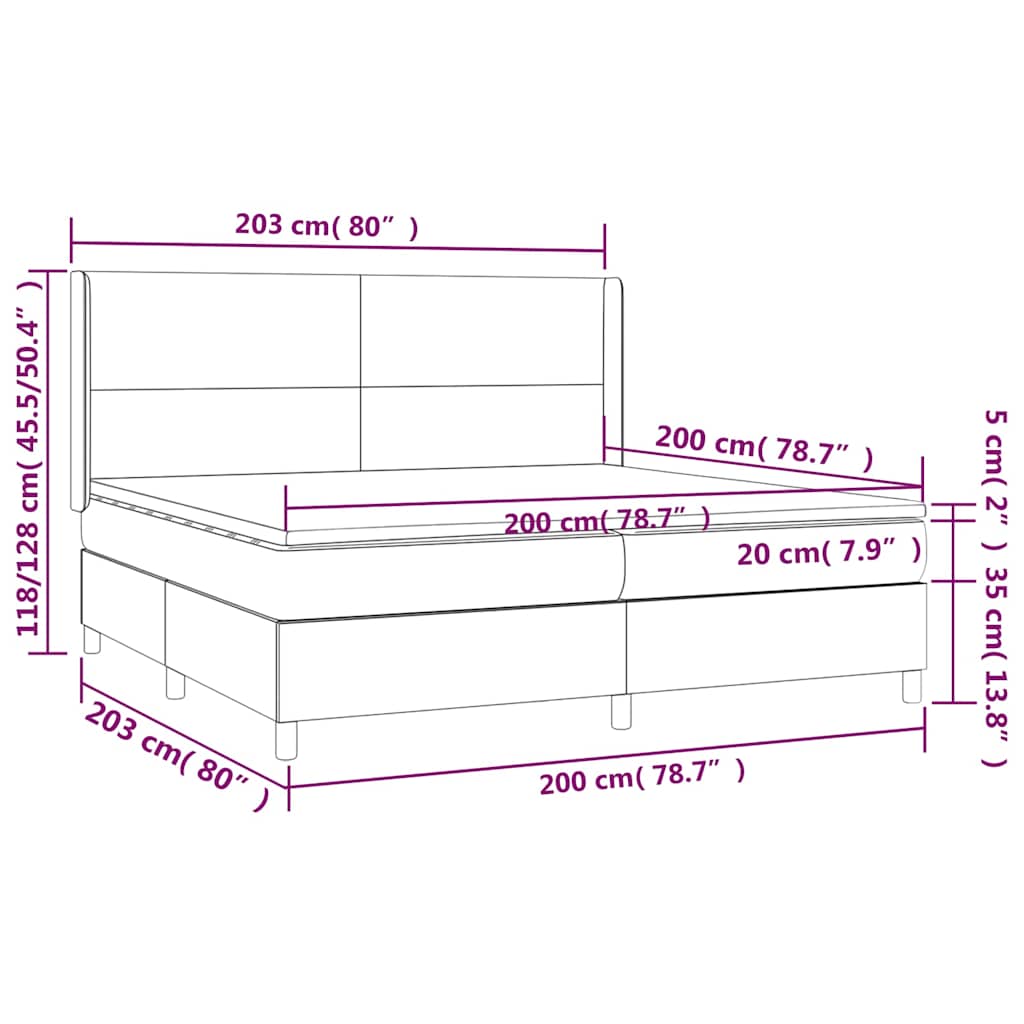 vidaXL Κρεβάτι Boxspring με Στρώμα Σκούρο Μπλε 200x200 εκ. Βελούδινο