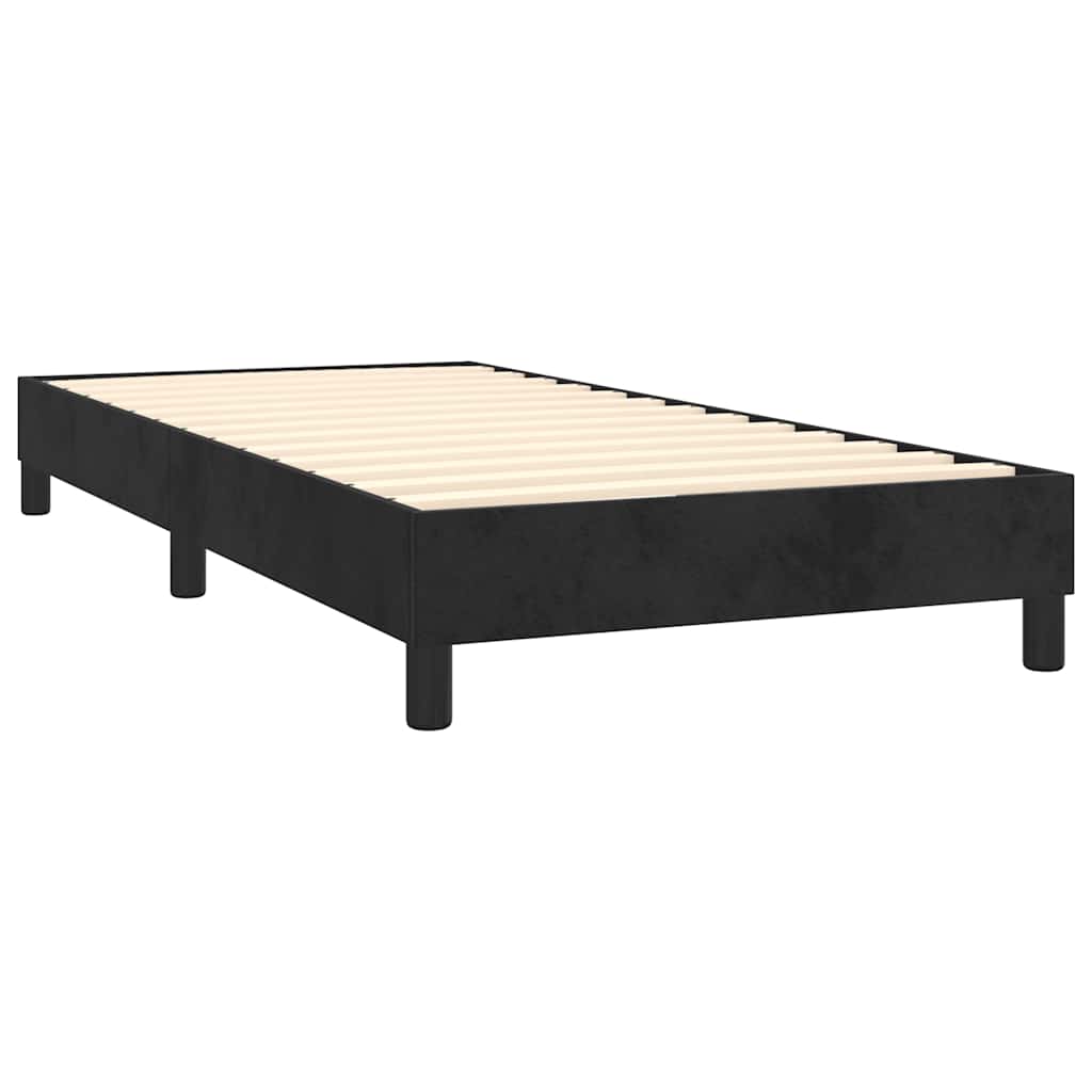 vidaXL Κρεβάτι Boxspring με Στρώμα & LED Μαύρο 100x200 εκ. Βελούδινο