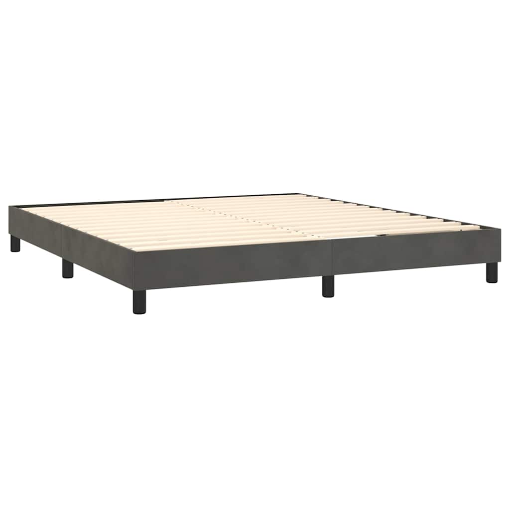 vidaXL Κρεβάτι Boxspring με Στρώμα & LED Σκ. Γκρι 160x200εκ. Βελούδινο
