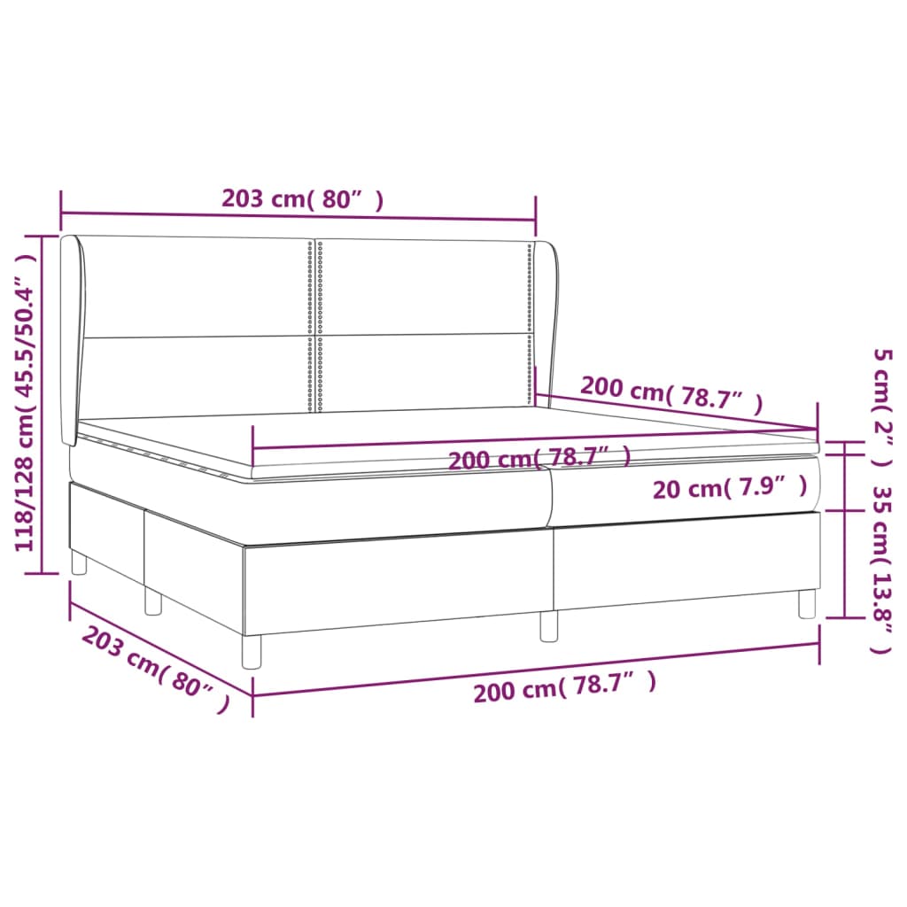 vidaXL Κρεβάτι Boxspring με Στρώμα Ανοιχτό Γκρι 200x200 εκ. Υφασμάτινο