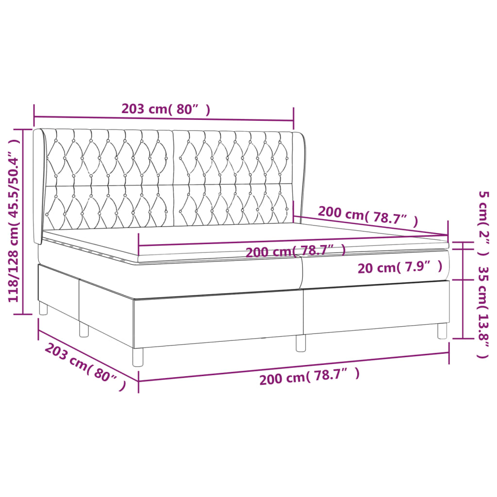 vidaXL Κρεβάτι Boxspring με Στρώμα Μπλε 200x200 εκ. Υφασμάτινο