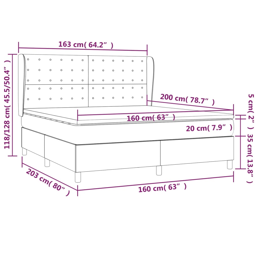 vidaXL Κρεβάτι Boxspring με Στρώμα Taupe 160x200 εκ. Υφασμάτινο