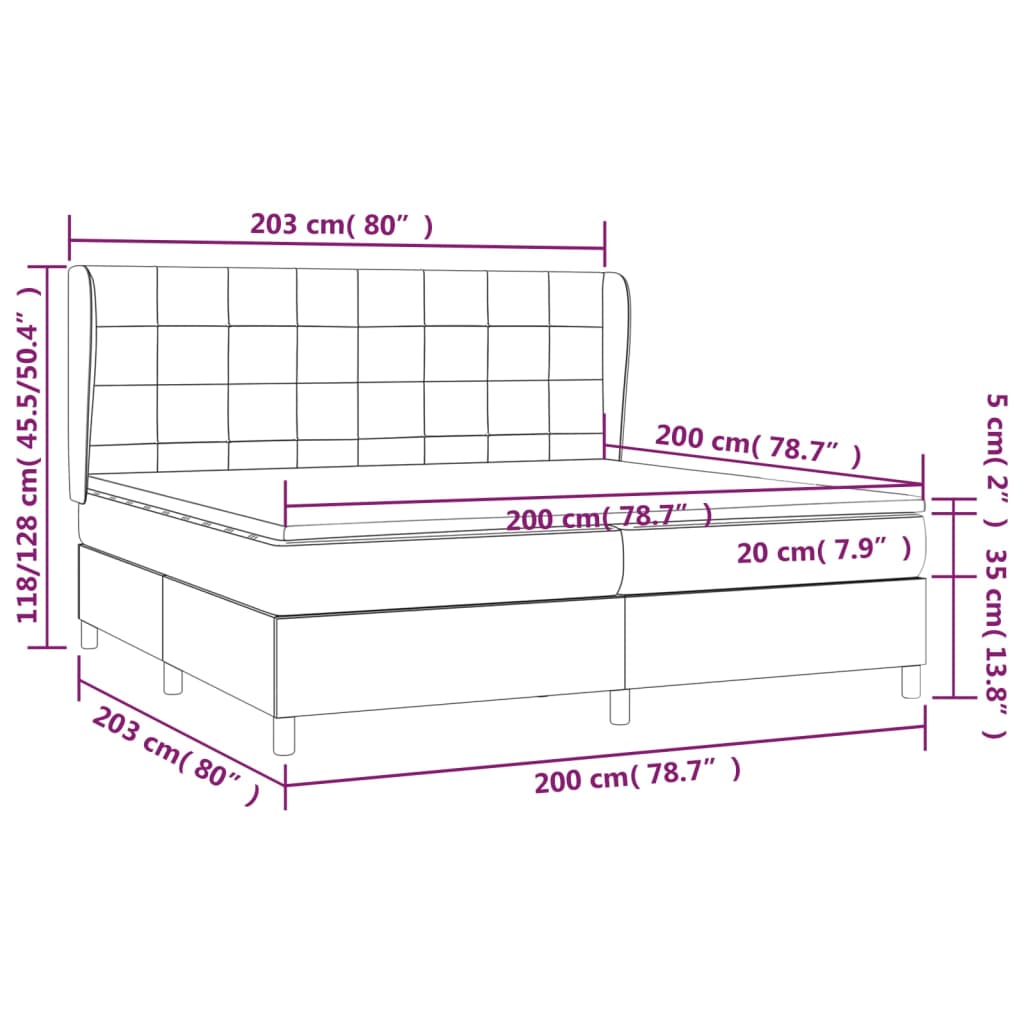 vidaXL Κρεβάτι Boxspring με Στρώμα Σκούρο Καφέ 200x200 εκ. Υφασμάτινο