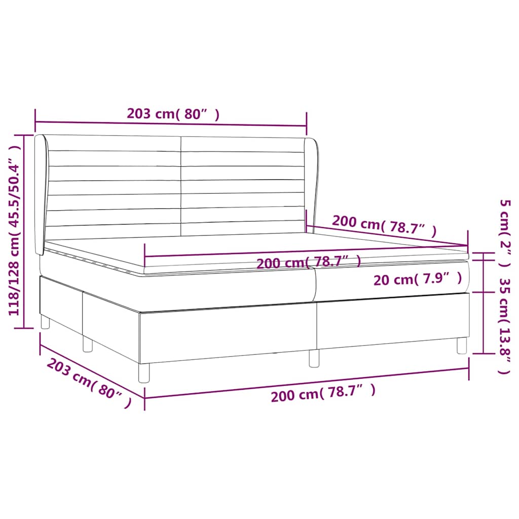 vidaXL Κρεβάτι Boxspring με Στρώμα Σκούρο Καφέ 200x200 εκ. Υφασμάτινο