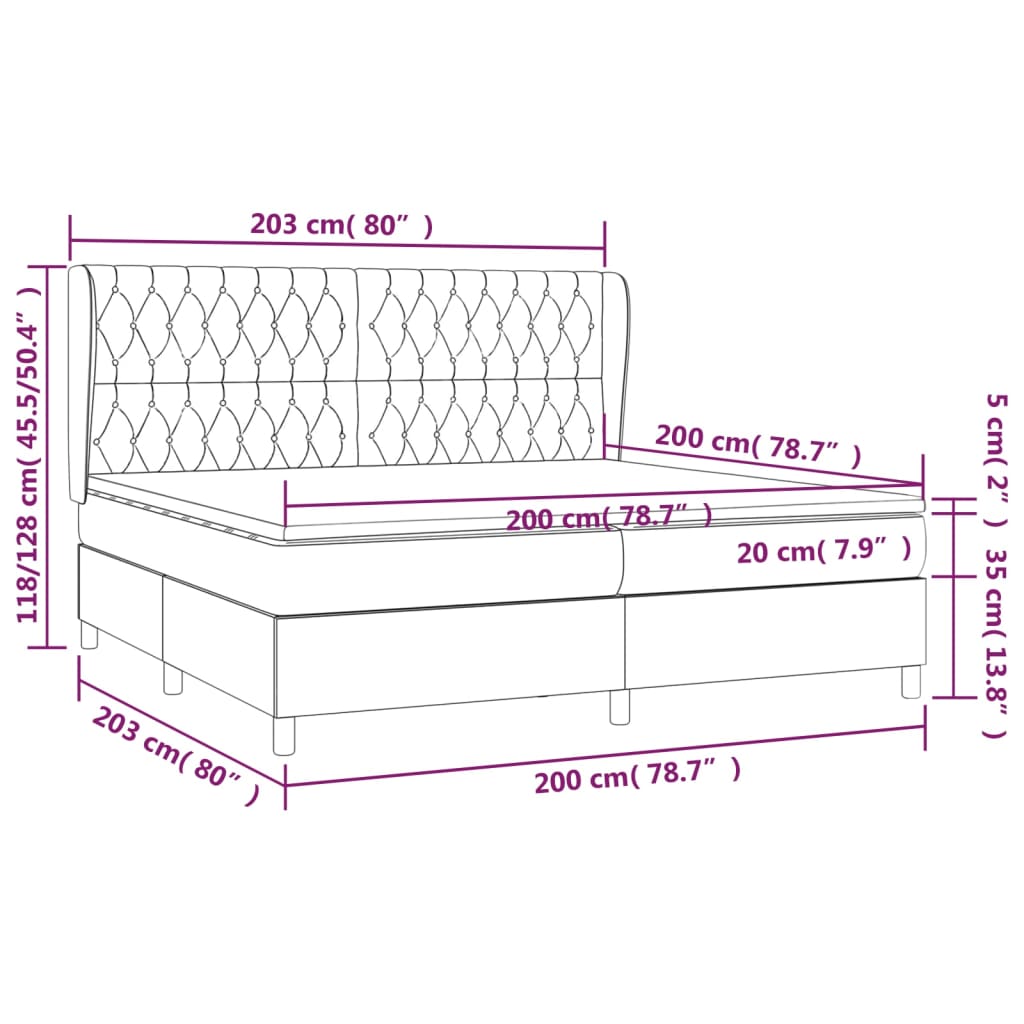 vidaXL Κρεβάτι Boxspring με Στρώμα Κρεμ 200x200 εκ. Υφασμάτινο