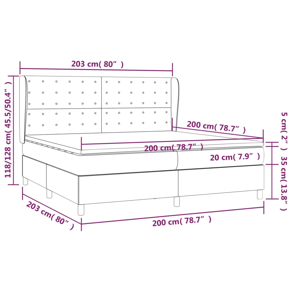 vidaXL Κρεβάτι Boxspring με Στρώμα Λευκό 200x200 εκ. Συνθετικό Δέρμα