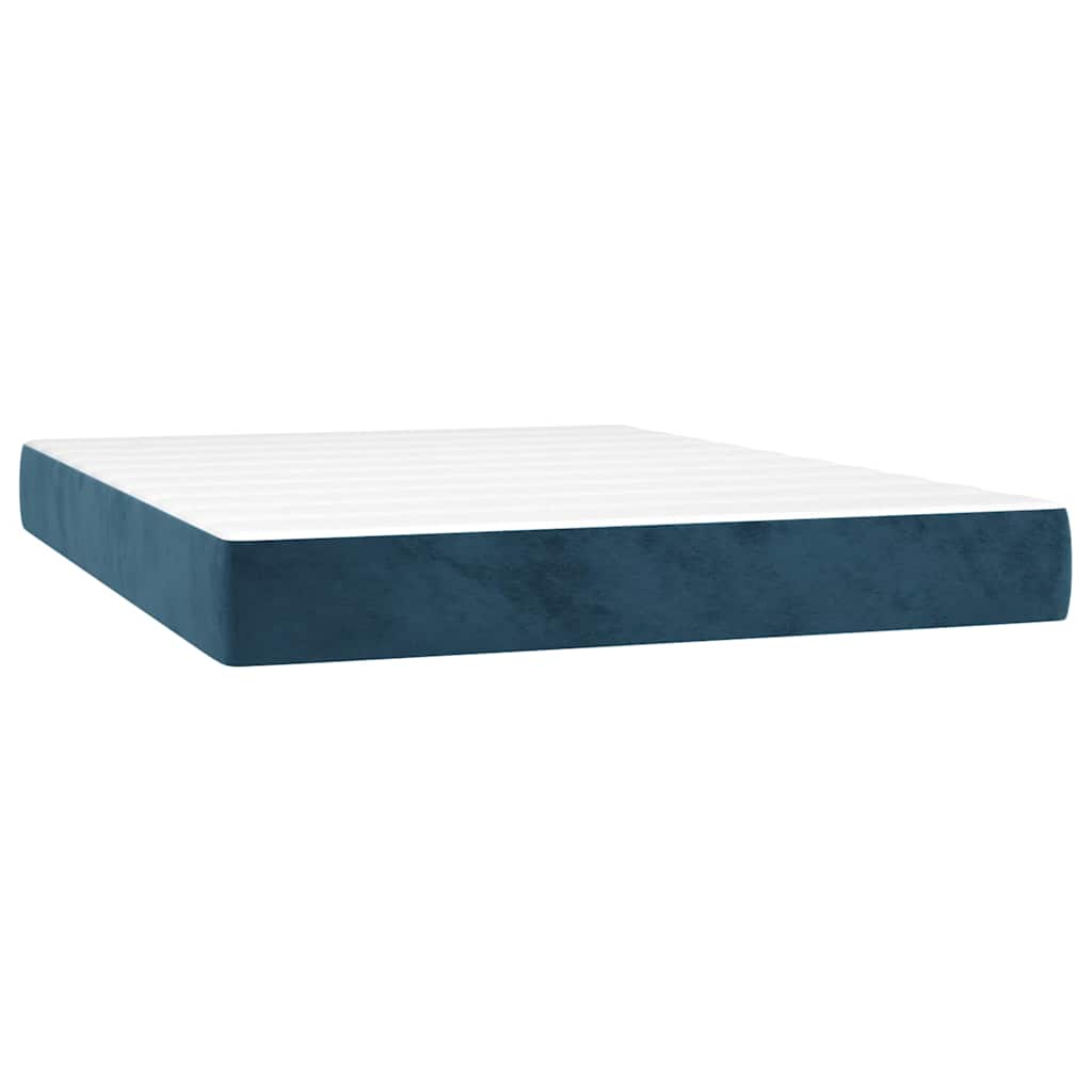 vidaXL Κρεβάτι Boxspring με Στρώμα Σκούρο Μπλε 140x200 εκ. Βελούδινο