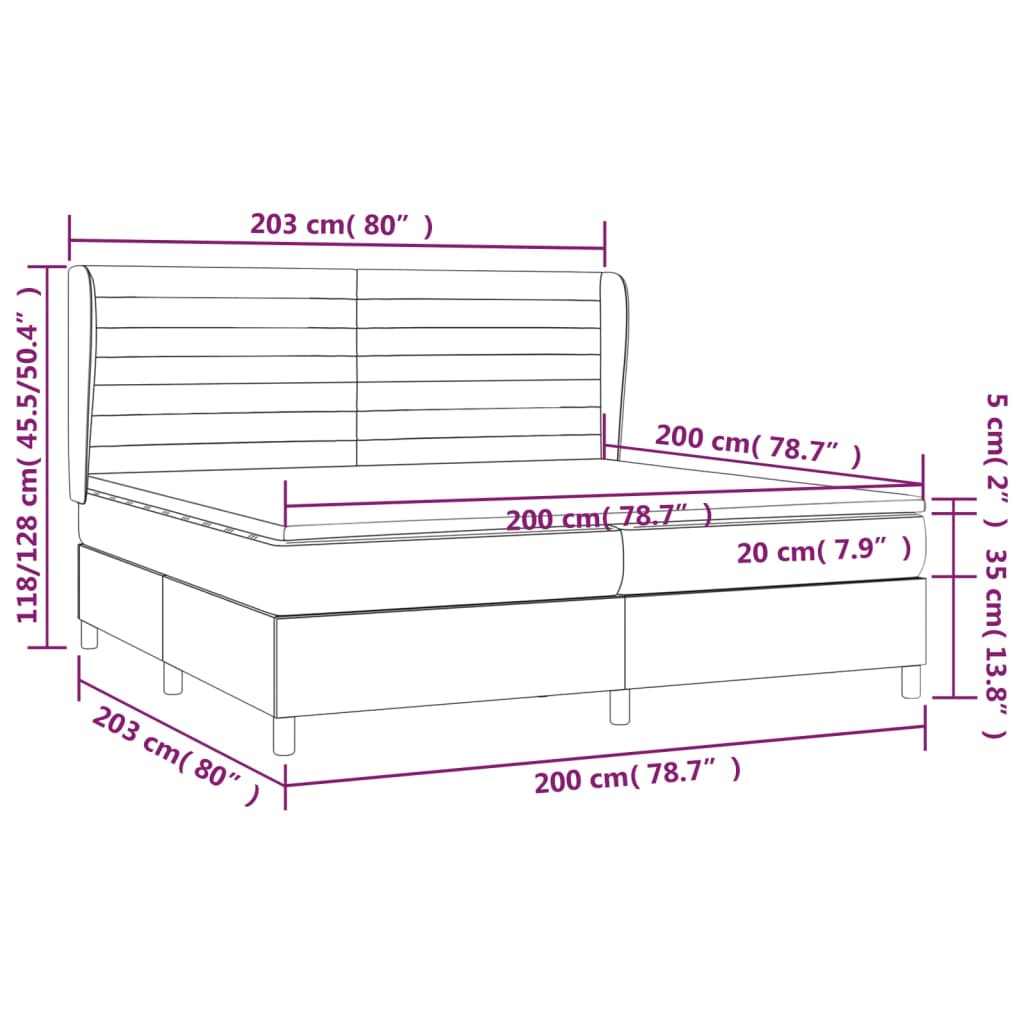 vidaXL Κρεβάτι Boxspring με Στρώμα Σκούρο Γκρι 200x200 εκ. Βελούδινο