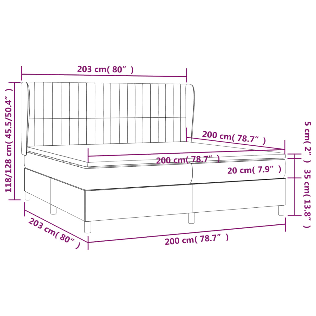 vidaXL Κρεβάτι Boxspring με Στρώμα Ροζ 200x200 εκ. Βελούδινο