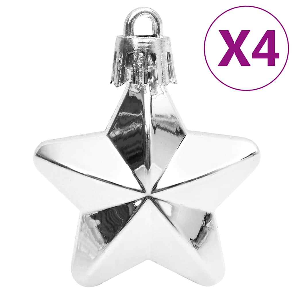 vidaXL Σετ Μπάλες Χριστουγεννιάτικες 111 τεμ. Λευκές/Γκρι Πολυστυρένιο