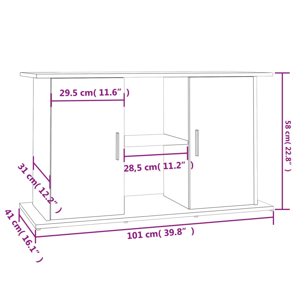 vidaXL Βάση Ενυδρείου Καπνιστή Δρυς 101x41x58 εκ. Επεξεργασμένο Ξύλο