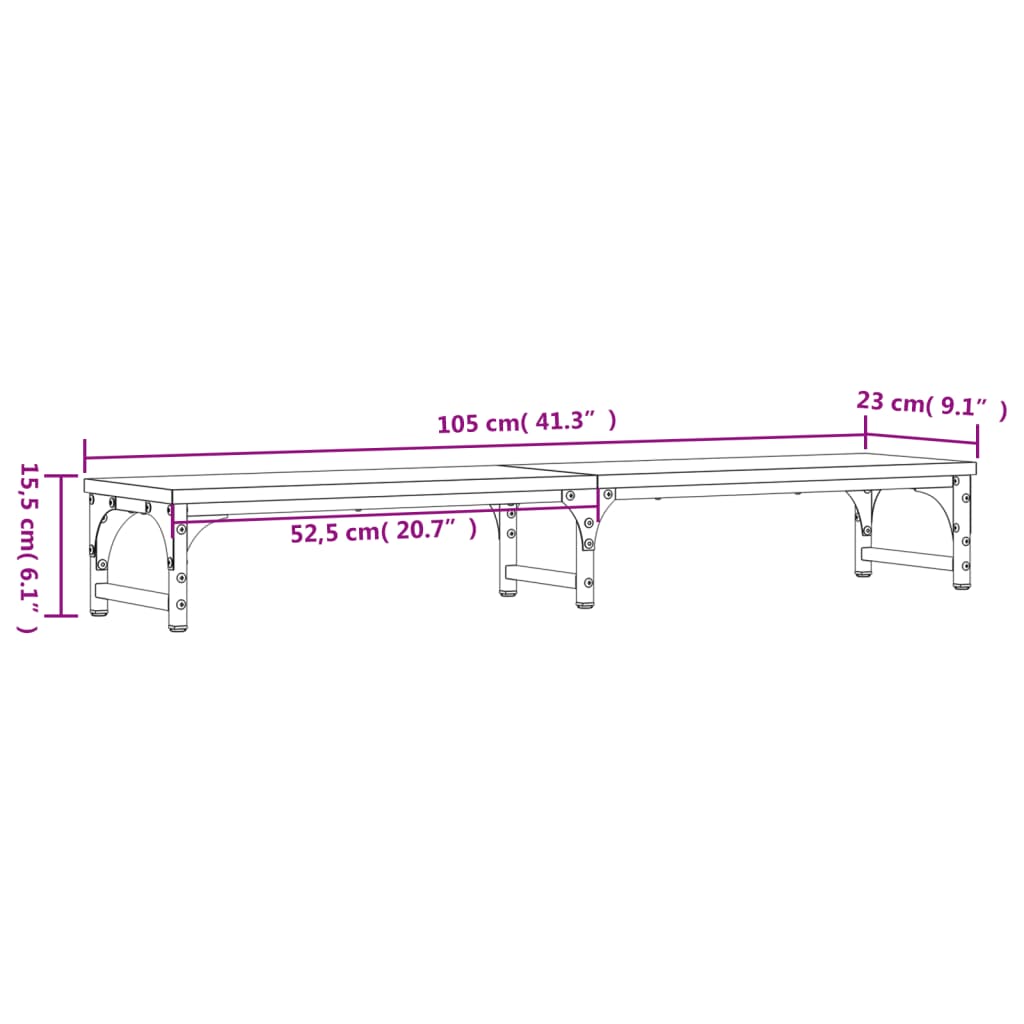 vidaXL Βάση Οθόνης Μαύρη 105 x 23 x 15,5 εκ. από Επεξεργασμένο Ξύλο