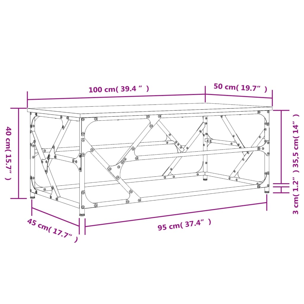 vidaXL Τραπεζάκι Σαλονιού Sonoma Δρυς 100x50x40 εκ. Επεξεργασμένο Ξύλο