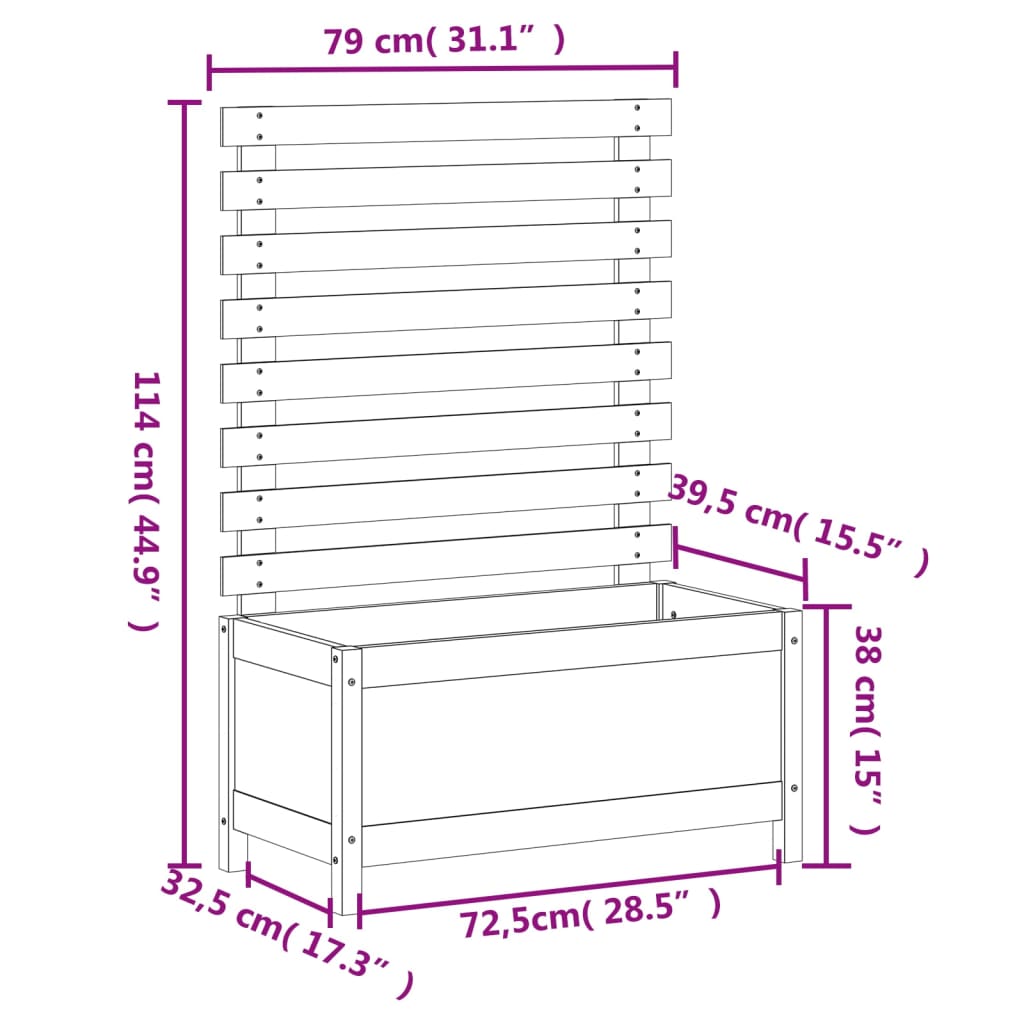 vidaXL Ζαρντινιέρα με Ράφι 79x39,5x114 εκ. Μασίφ Ξύλο Ψευδοτσούγκας