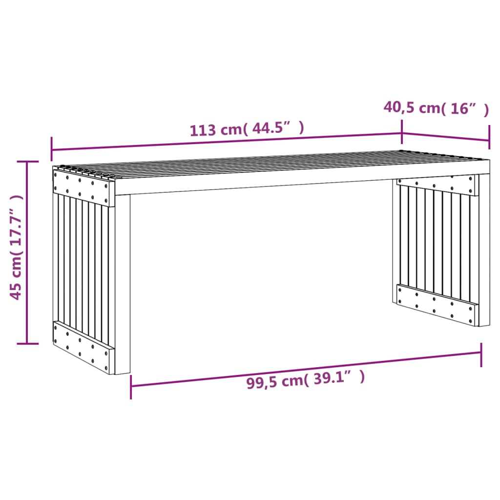 vidaXL Παγκάκι Κήπου Επεκτάσιμο Μαύρο 212,5x40,5x45εκ. Μασίφ Πεύκο