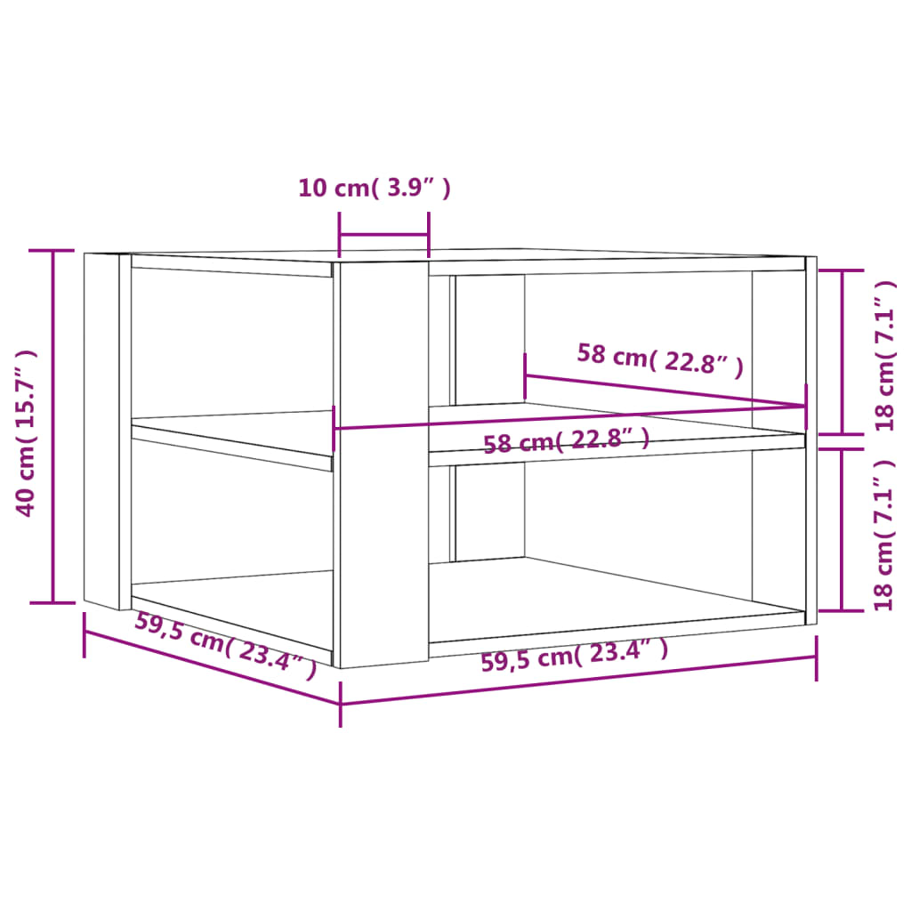 vidaXL Τραπεζάκι Σαλονιού Καφέ Δρυς 59,5x59,5x40 εκ. Επεξ. Ξύλο