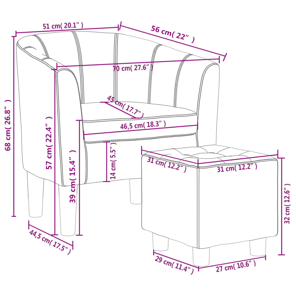 vidaXL Πολυθρόνα Μπάρελ με Υποπόδιο Λευκή από Συνθετικό Δέρμα
