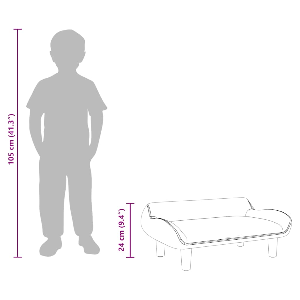 vidaXL Καναπές Παιδικός Ανοιχτό Γκρι 70 x 40 x 24 εκ. από Βελούδο