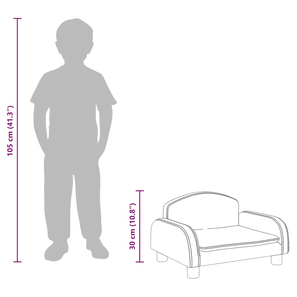 vidaXL Καναπές Παιδικός Μαύρος 50 x 40 x 30 εκ. από Συνθετικό Δέρμα