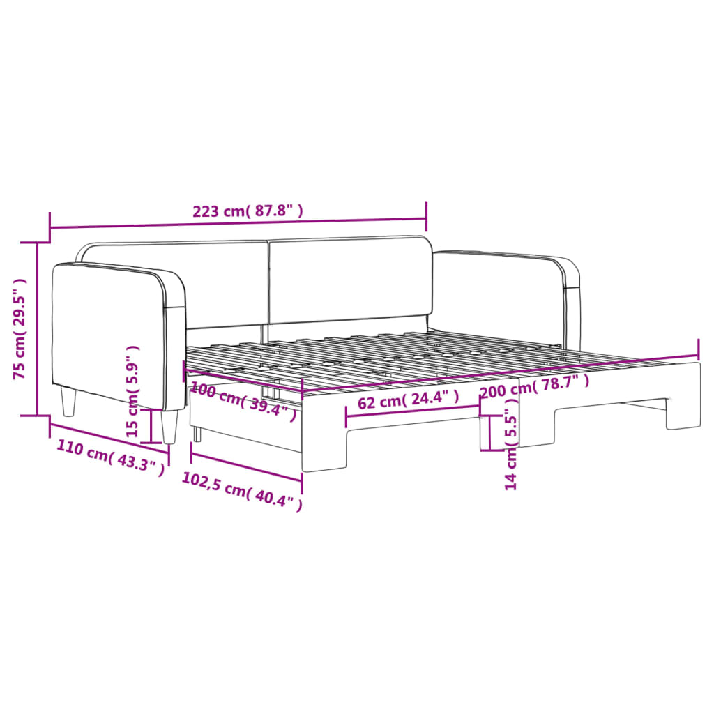 vidaXL Καναπές Κρεβάτι Συρόμενος Γκρι / Μπεζ 100 x 200 εκ. Υφασμάτινος