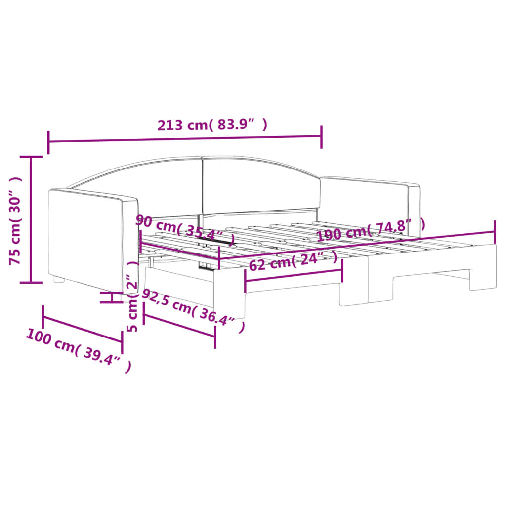 vidaXL Καναπές Κρεβάτι Συρόμενος Ανοιχτό Γκρι 90 x 190 εκ. Υφασμάτινος