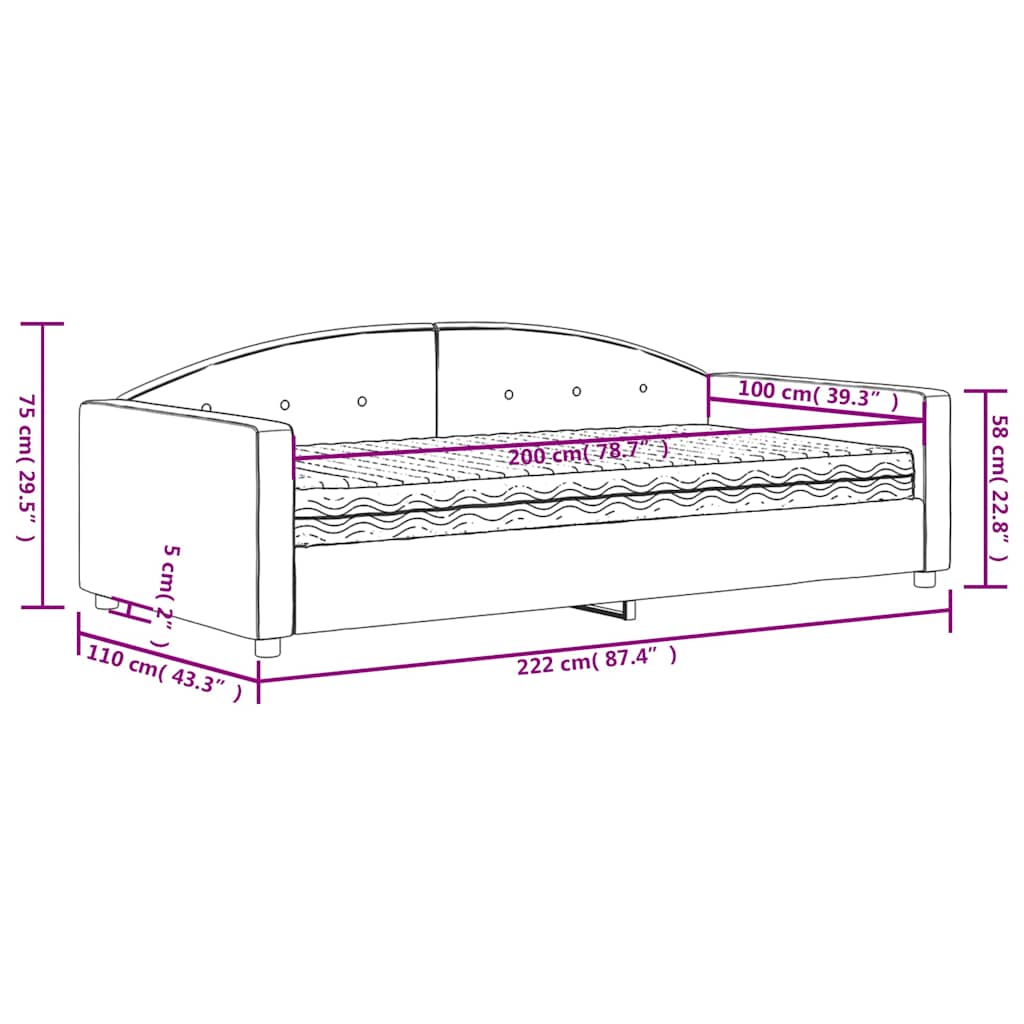 vidaXL Καναπές Κρεβάτι με Στρώμα Κίτρινο 100 x 200 εκ. Βελούδινος