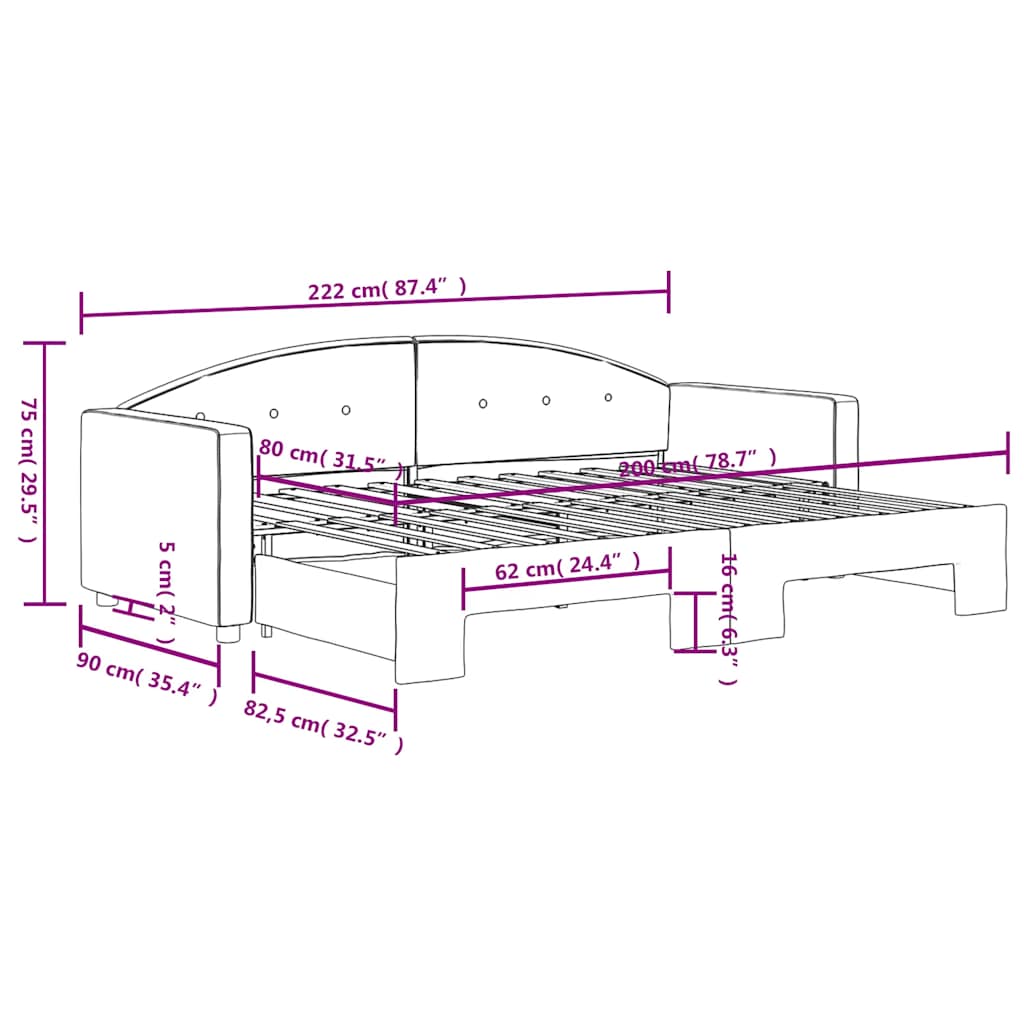 vidaXL Καναπές Κρεβάτι Συρόμενος Μπλε 80 x 200 εκ. Βελούδινος