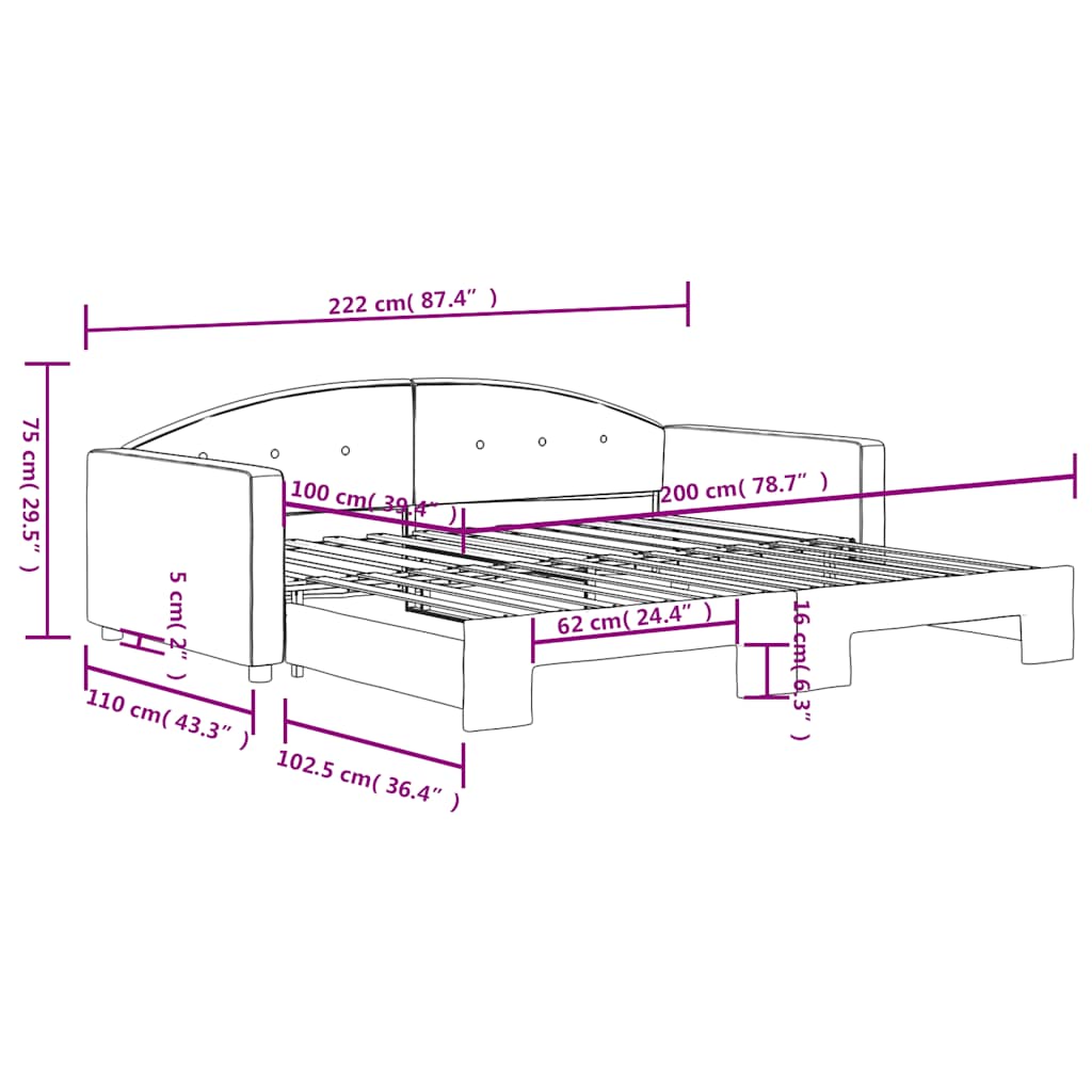 vidaXL Καναπές Κρεβάτι Συρόμενος Μπλε 100 x 200 εκ. Βελούδινος
