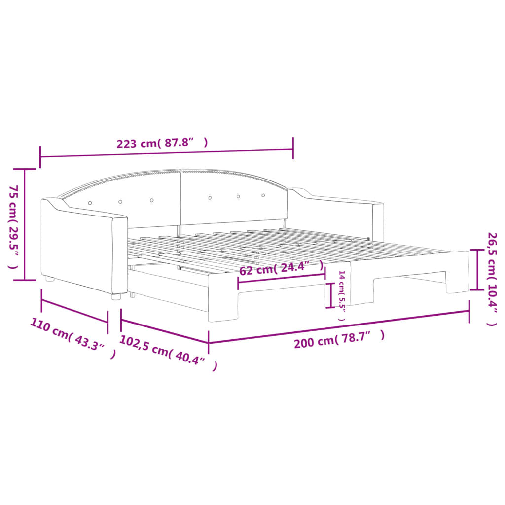 vidaXL Καναπές Κρεβάτι Συρόμενος Γκρι / Μπεζ 100 x 200 εκ. Υφασμάτινος