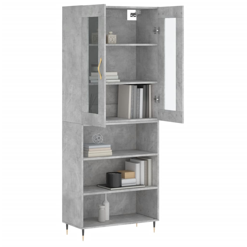 vidaXL Ντουλάπι Γκρι Σκυροδέματος 69,5x34x180 εκ. Επεξεργασμένο Ξύλο