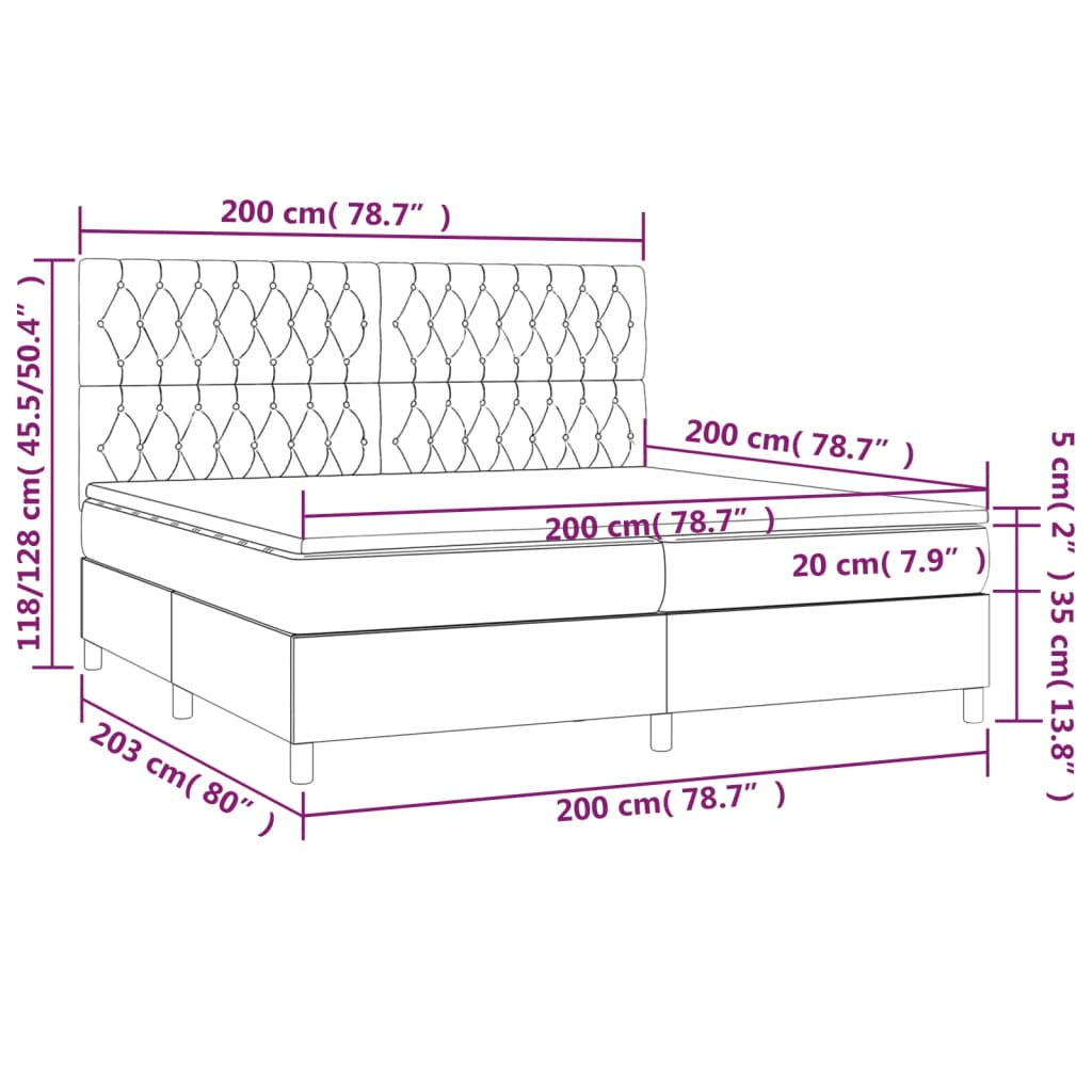 vidaXL Κρεβάτι Boxspring με Στρώμα Ανοιχτό Γκρι 200x200 εκ. Υφασμάτινο