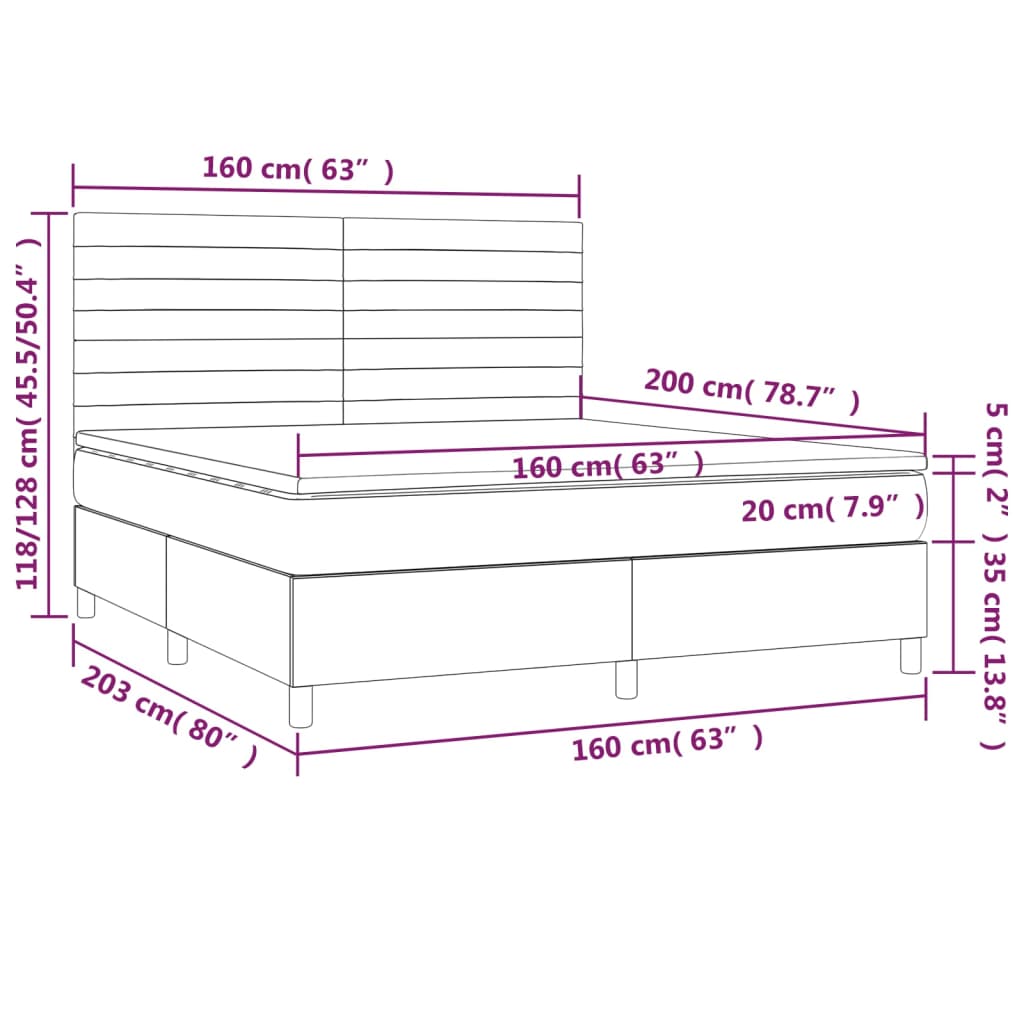 vidaXL Κρεβάτι Boxspring με Στρώμα Taupe 160x200 εκ. Υφασμάτινο