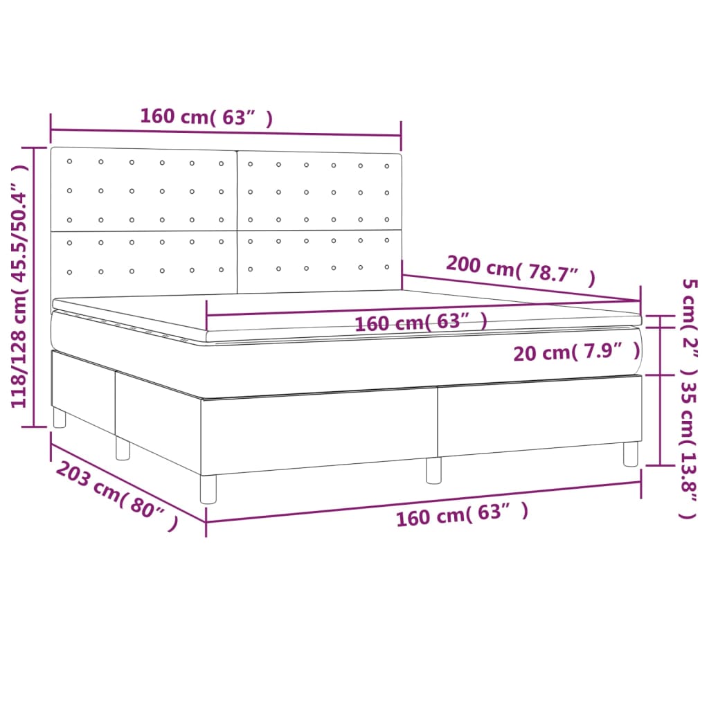 vidaXL Κρεβάτι Boxspring με Στρώμα Taupe 160x200 εκ. Υφασμάτινο
