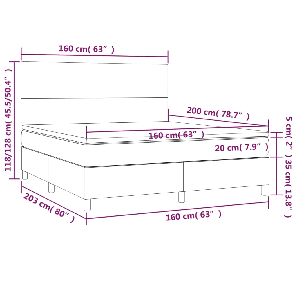 vidaXL Κρεβάτι Boxspring με Στρώμα Ροζ 160x200 εκ. Βελούδινο