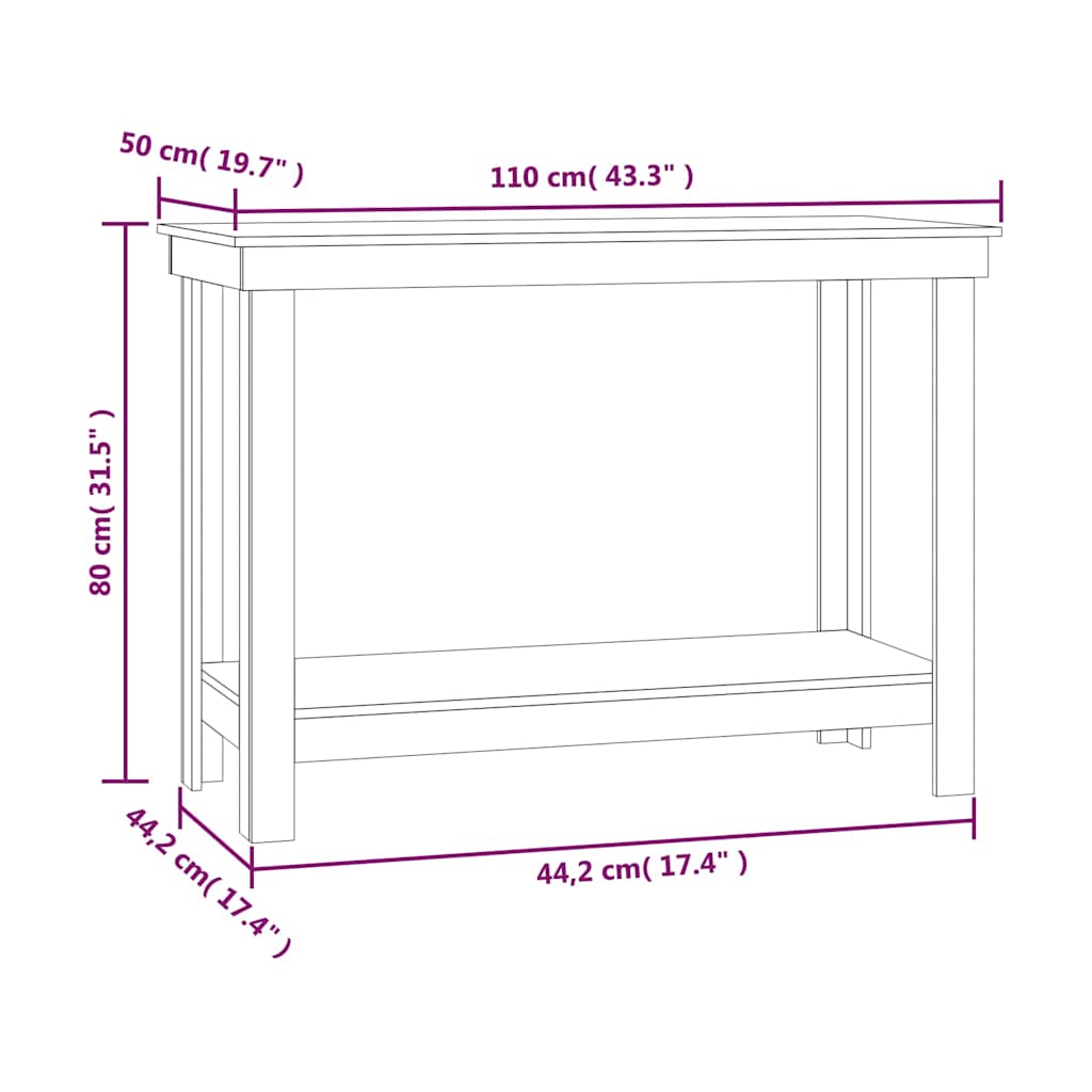 vidaXL Πάγκος Εργασίας Λευκός 110x50x80 εκ. από Μασίφ Ξύλο Πεύκου