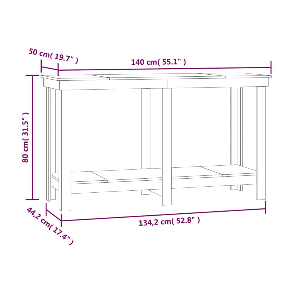 vidaXL Πάγκος Εργασίας 140x50x80 εκ. από Μασίφ Ξύλο Πεύκου