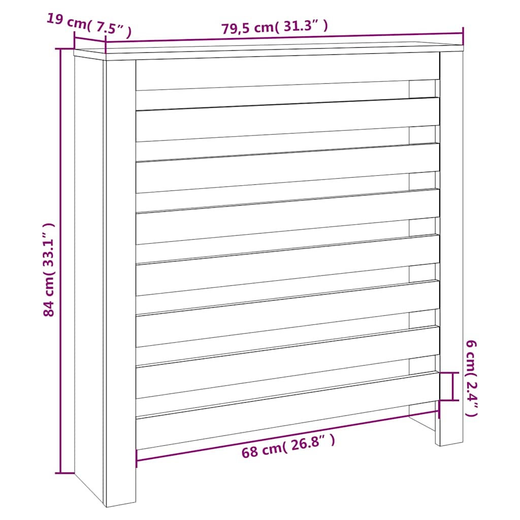 vidaXL Κάλυμμα Καλοριφέρ Λευκό 79,5x19x84 εκ. από Μασίφ Ξύλο Πεύκου
