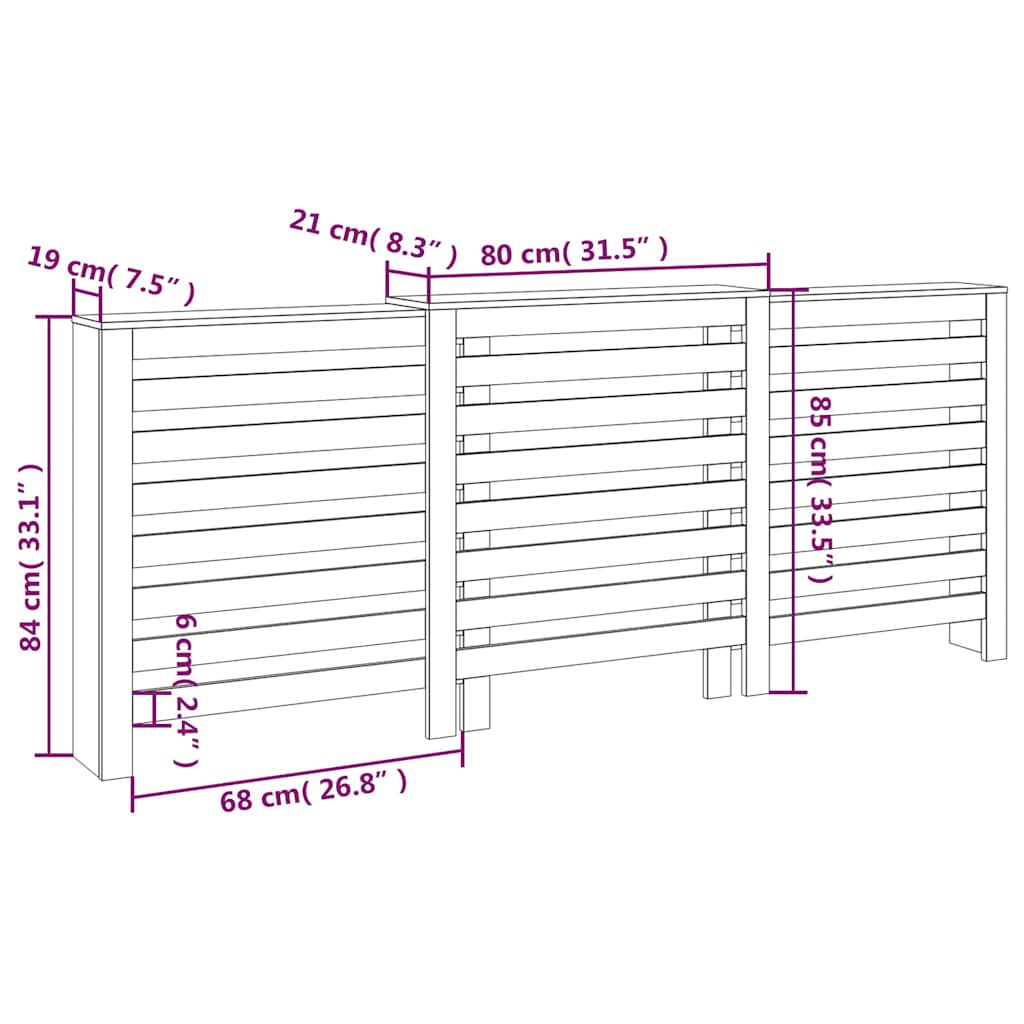 vidaXL Κάλυμμα Καλοριφέρ 210x21x85 εκ. από Μασίφ Ξύλο Πεύκου