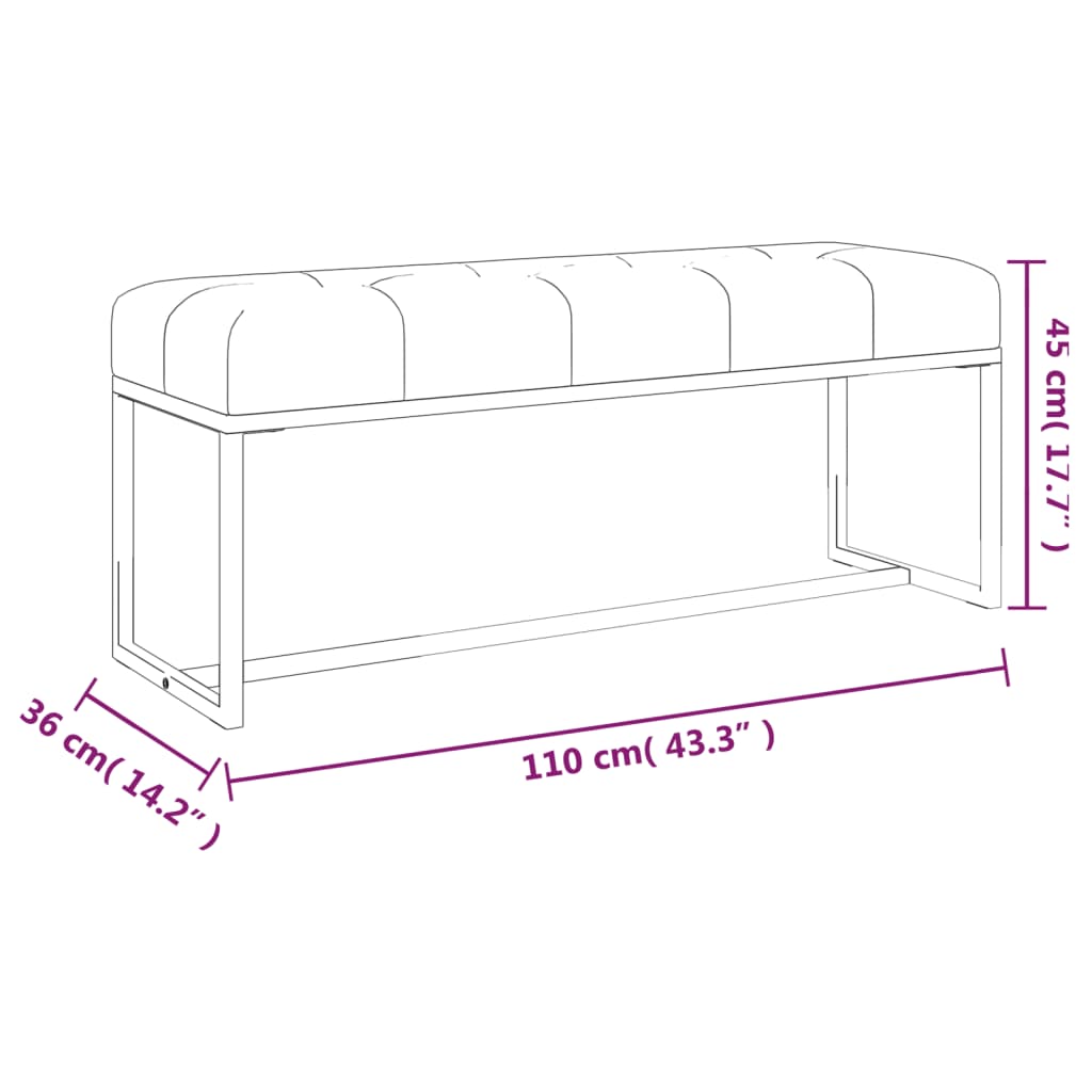 vidaXL Πάγκος Μπεζ 110x36x45 εκ. Βελούδινος