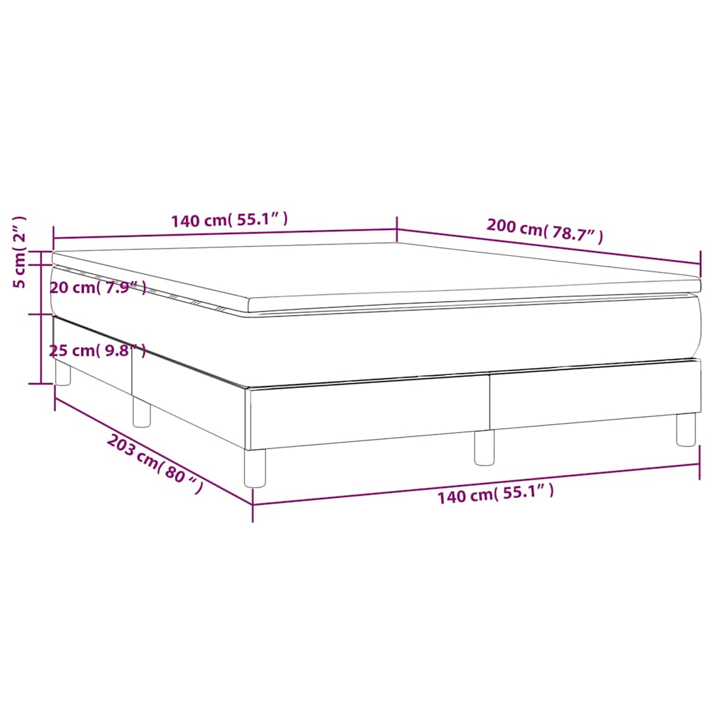 vidaXL Κρεβάτι Boxspring με Στρώμα Κρεμ 140x200 εκ. Υφασμάτινο