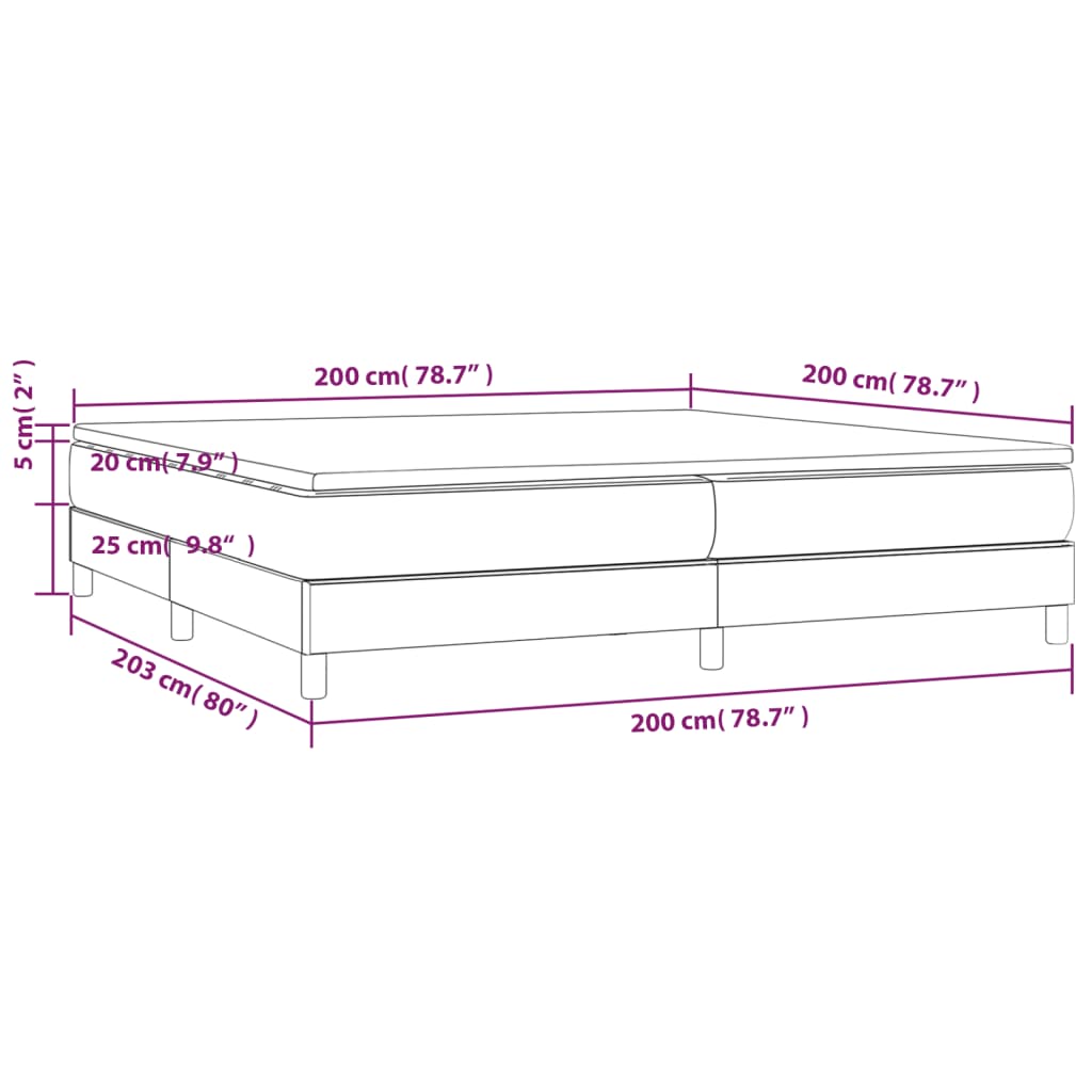 vidaXL Κρεβάτι Boxspring με Στρώμα Σκούρο Γκρι 200x200 εκ. Υφασμάτινο