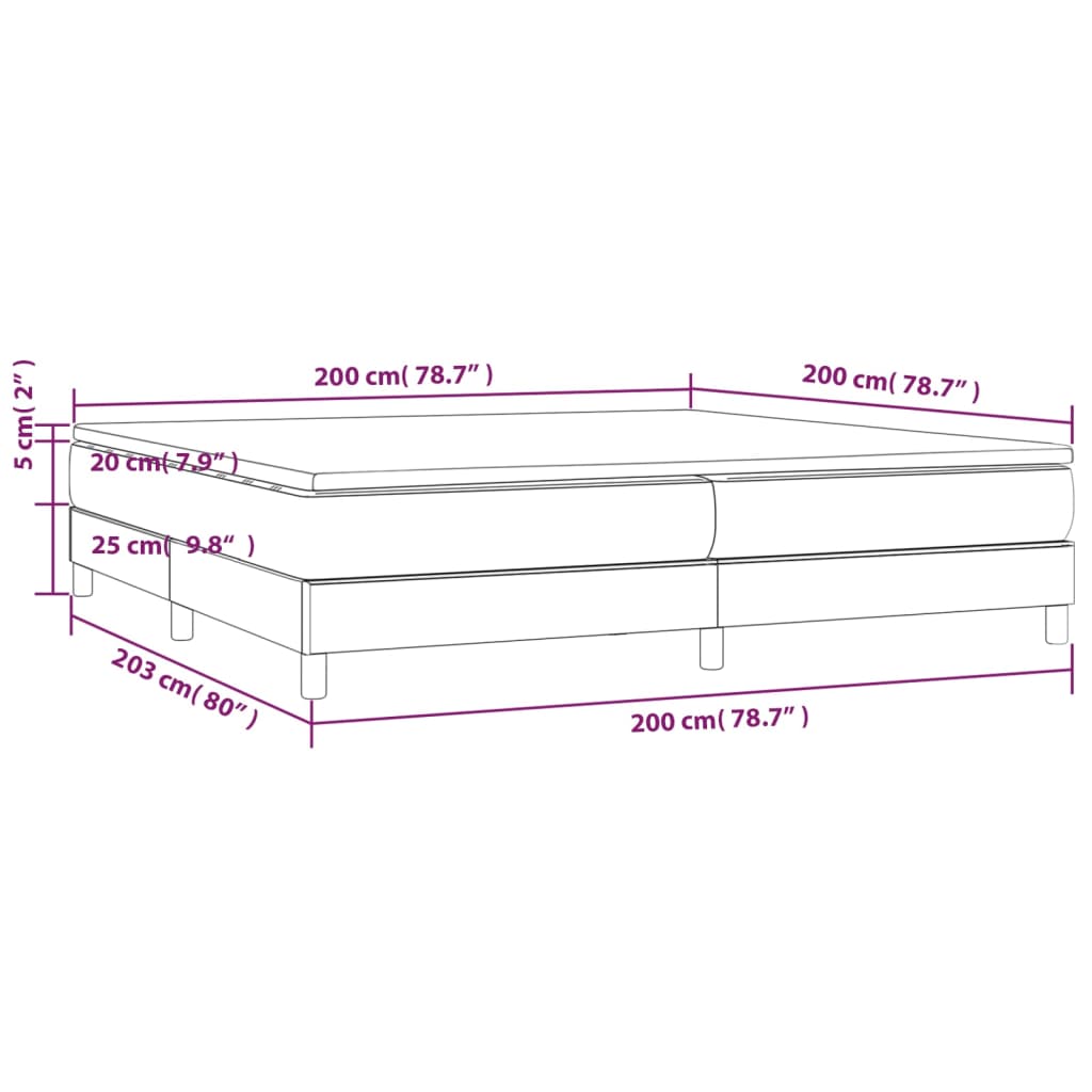 vidaXL Κρεβάτι Boxspring με Στρώμα Μπλε 200x200 εκ. Υφασμάτινο
