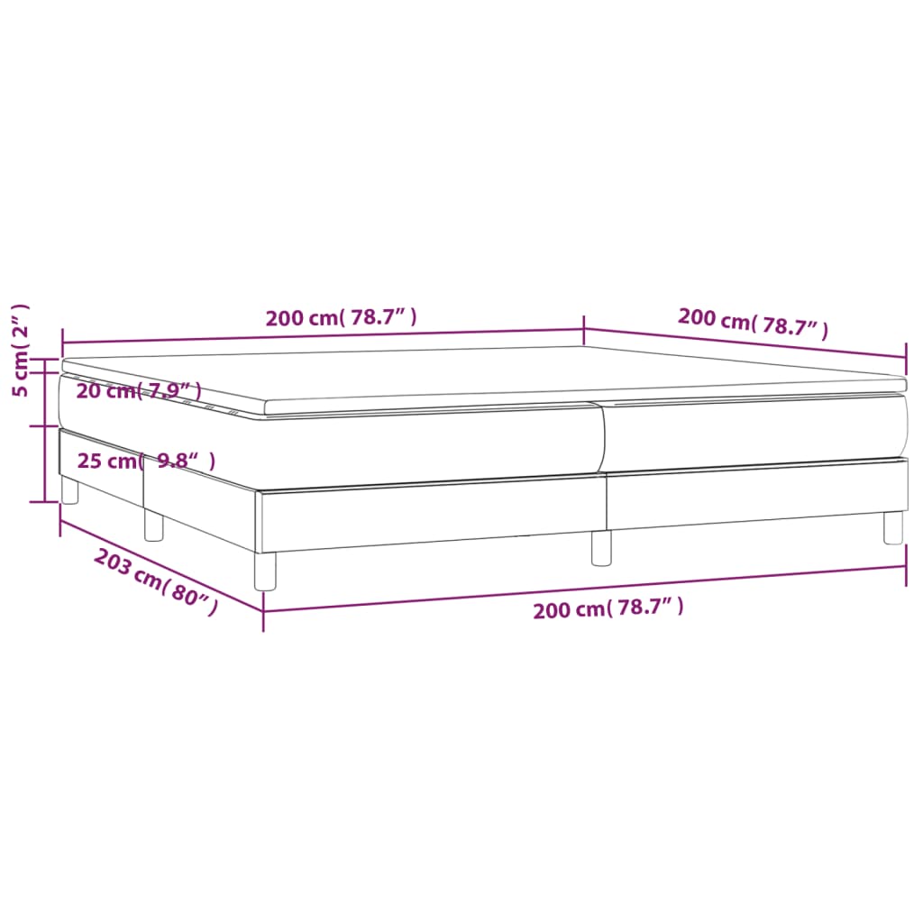 vidaXL Κρεβάτι Boxspring με Στρώμα Γκρι 200x200 εκ. Συνθετικό Δέρμα