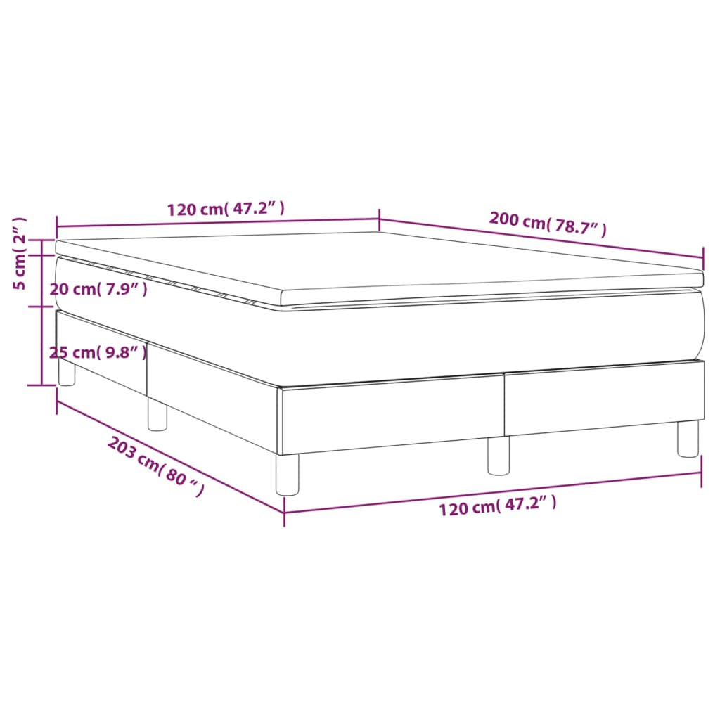 vidaXL Κρεβάτι Boxspring με Στρώμα Μαύρο 120 x 200 εκ. Βελούδινο