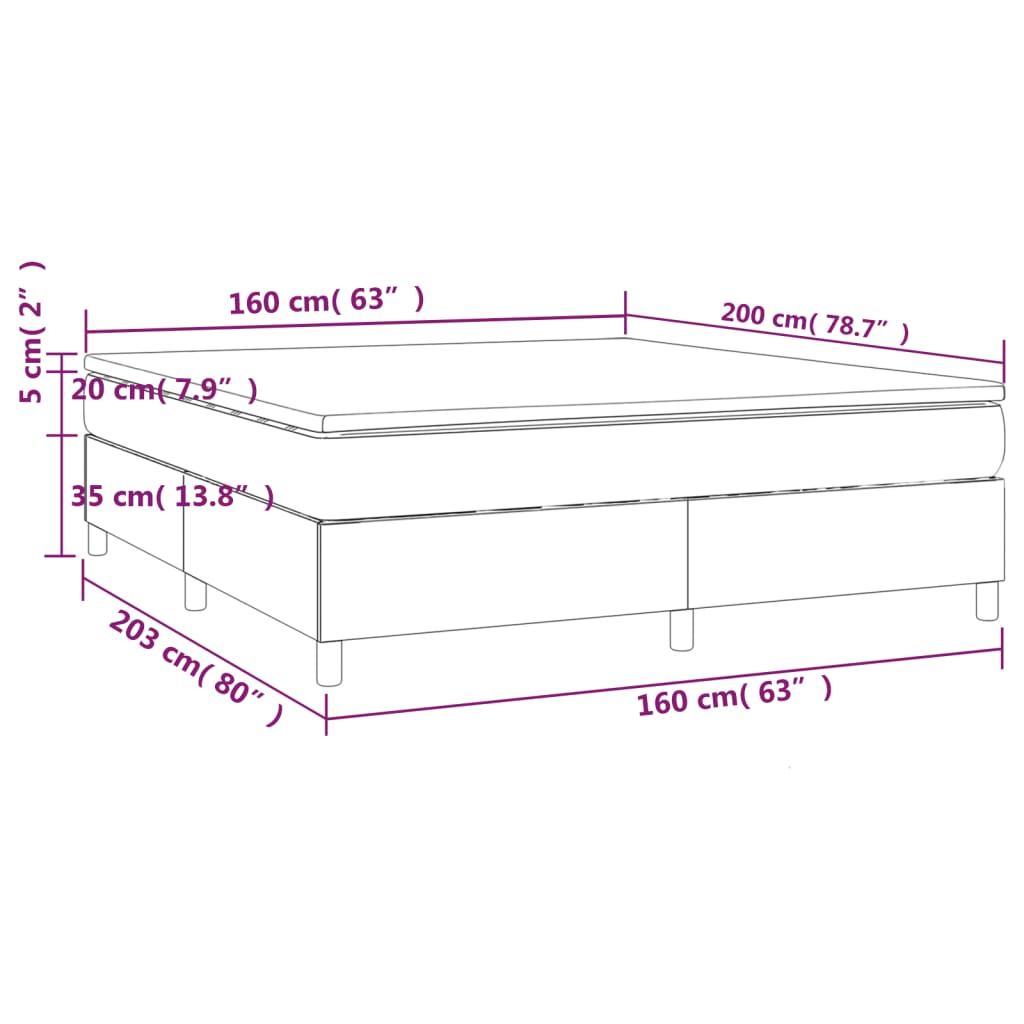 vidaXL Κρεβάτι Boxspring με Στρώμα Μαύρο 160x200εκ.από Συνθετικό Δέρμα