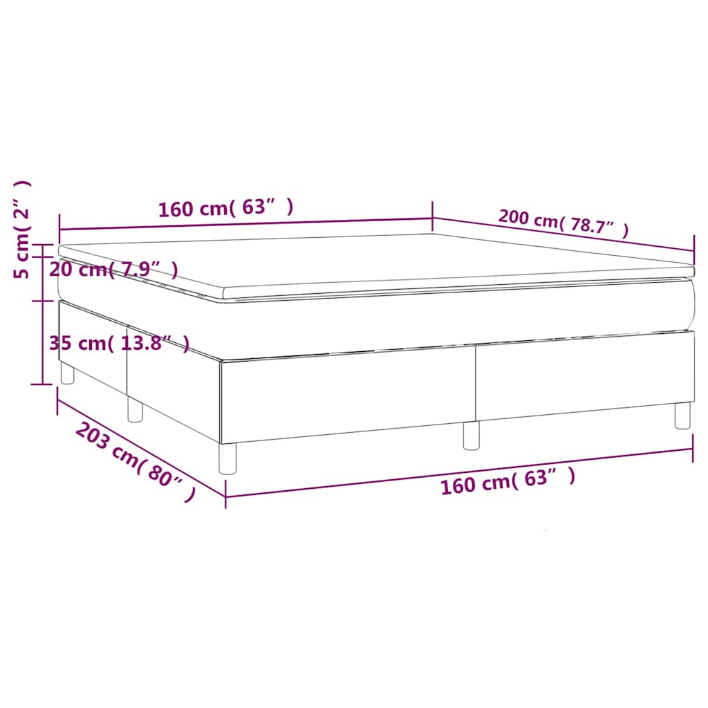 vidaXL Κρεβάτι Boxspring με Στρώμα Κρεμ 160x200εκ. από Συνθετικό Δέρμα