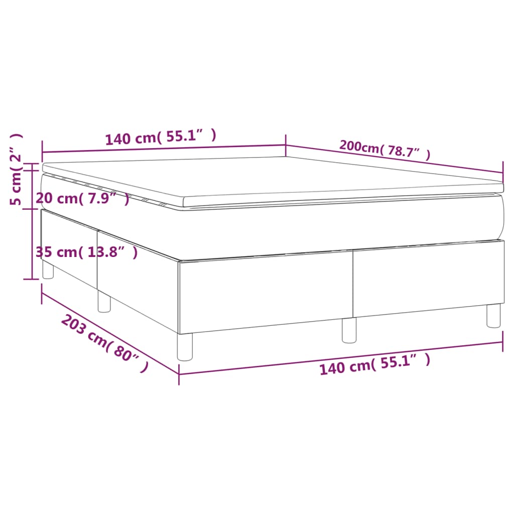 vidaXL Κρεβάτι Boxspring με Στρώμα Σκούρο Μπλε 140x200 εκ. Βελούδινο