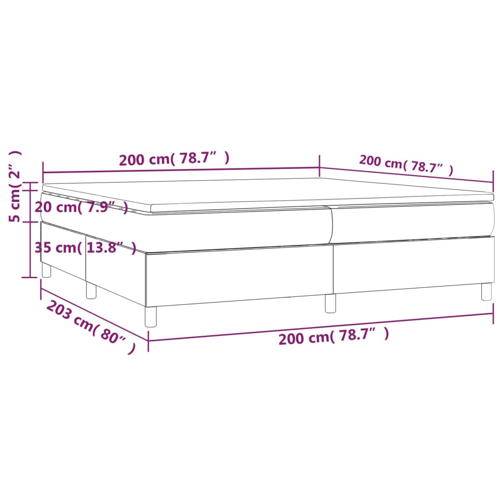 vidaXL Κρεβάτι Boxspring με Στρώμα Ανοιχτό Γκρι 200x200 εκ. Βελούδινο